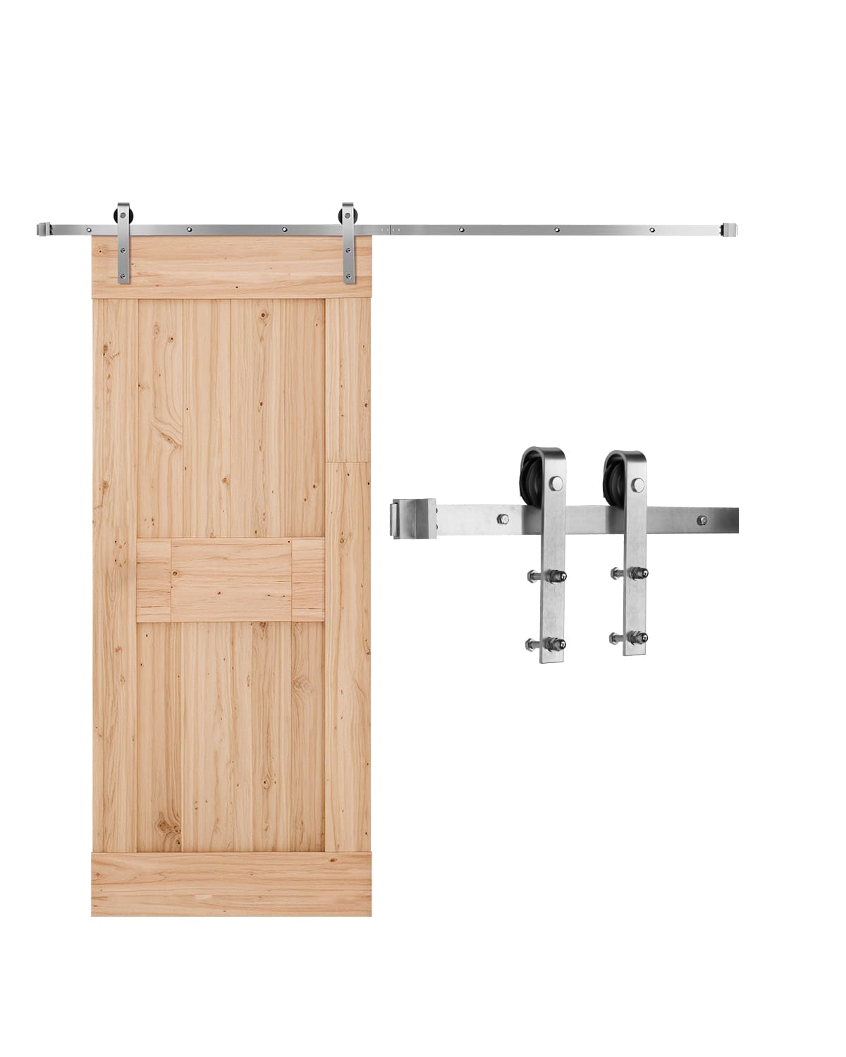 VEVOR - 8FT Sliding Barn Door Hardware Kit,330 LBS Weight Capacity,Compatible with 42 to 48 Inches Width & 1-3/8 to 1-3/4 Inches - Matte Silver (Nickel-Plated) price history on PriceWatchPro