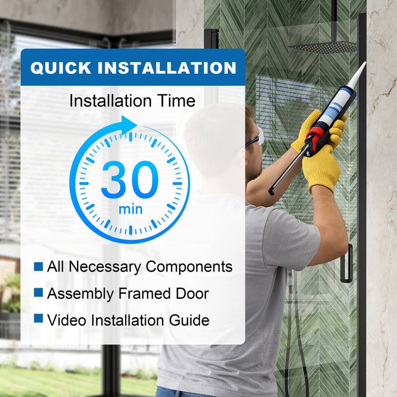 QUICK INSTALLATION  
Installation Time: 30 min  
- All Necessary Components  
- Assembly Framed Door  
- Video Installation Guide
