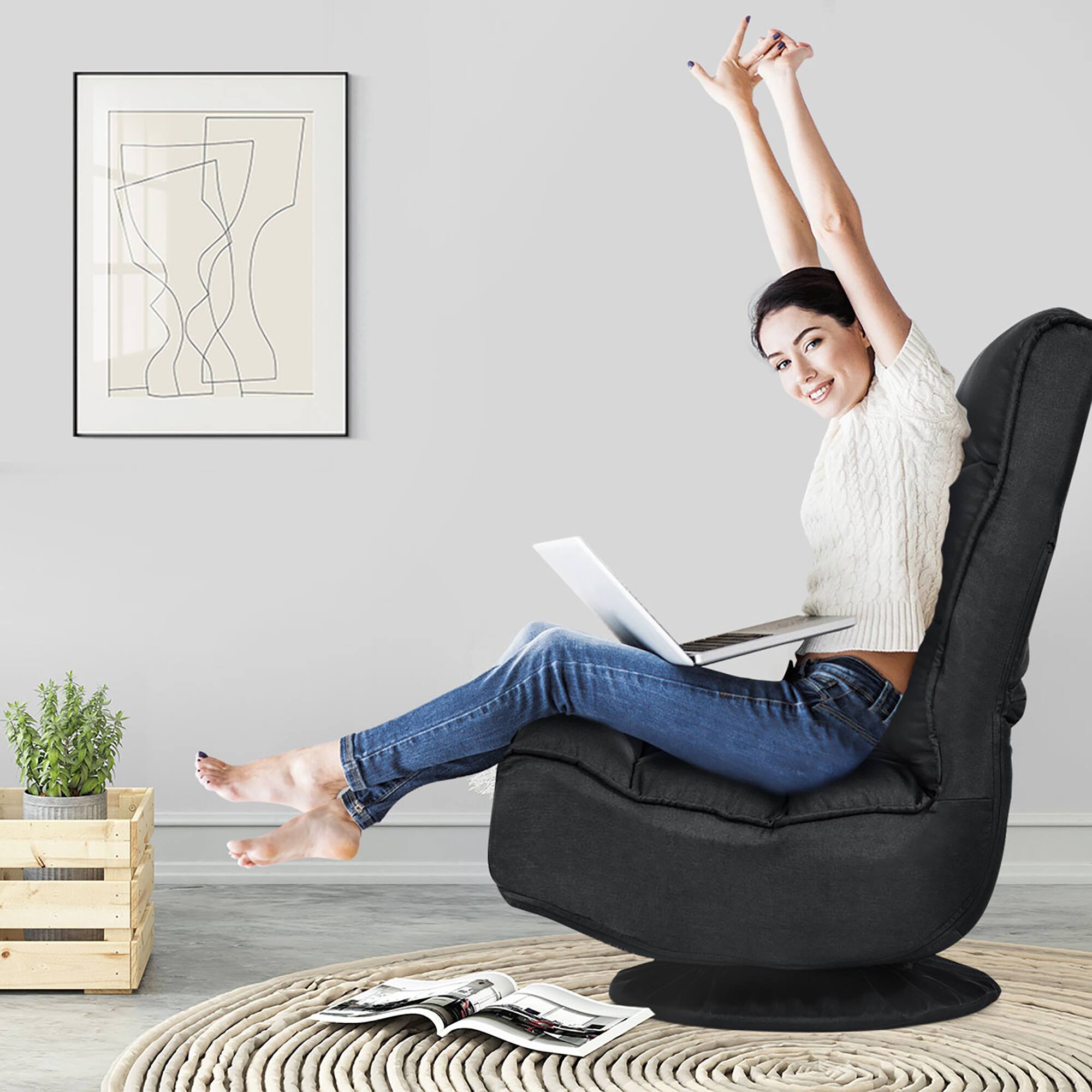Alt View 3. Costway - Costway  6-Position Folding Lazy Sofa 360 Degree Swivel - Black.