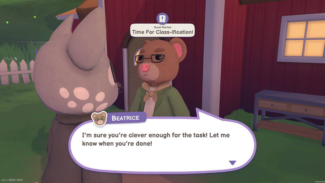 Quest Started: Time for Class-ification!
BEATRICE: I'm sure you're clever enough for the task! Let me know when you're done! v.0.1.8693-4097 ituretbm