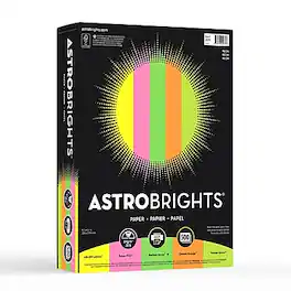Wausau Paper - Astrobrights Color Paper, 8.5" x 11", 24 lb., Neon500/Ream - Neon Assorted