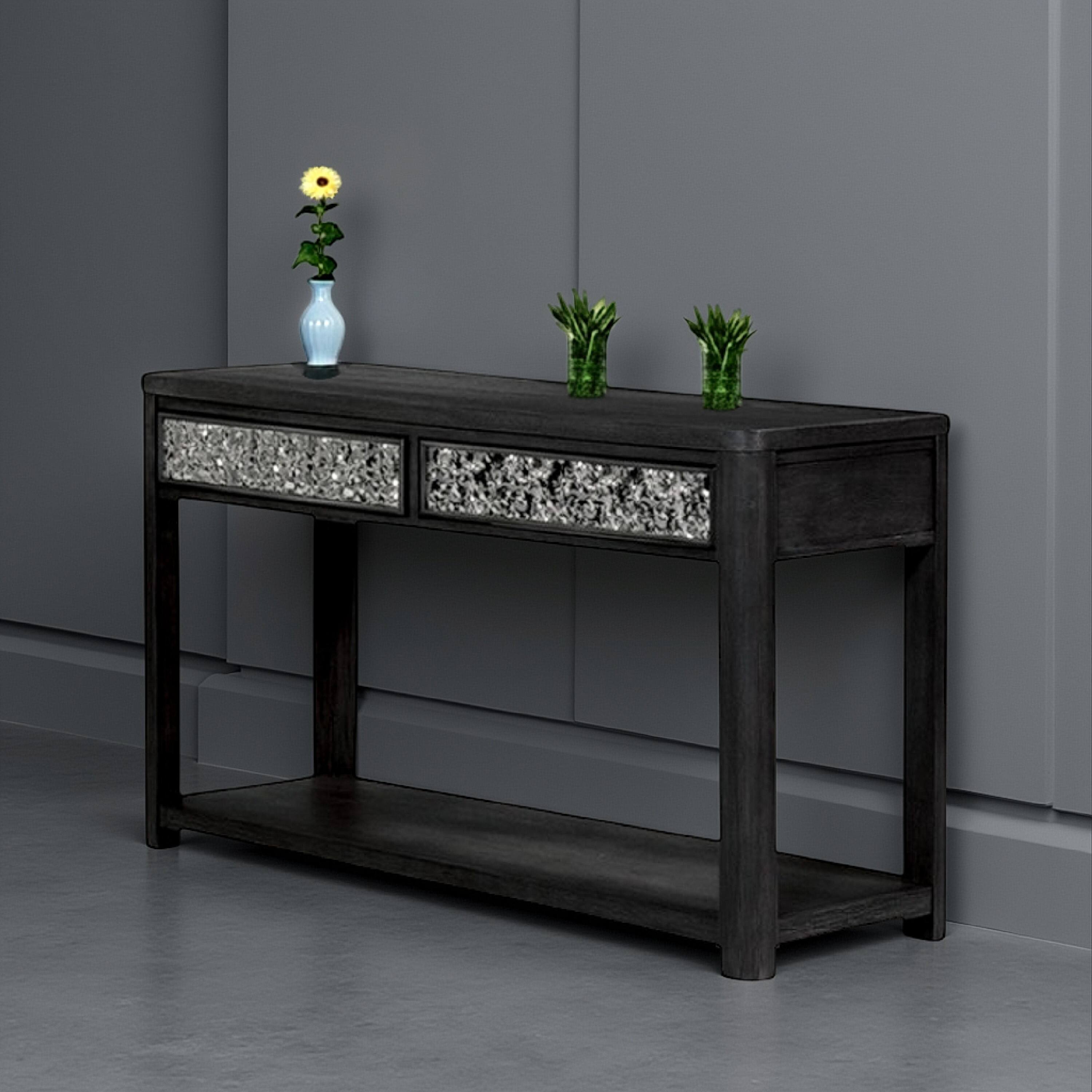 Alt View 5. Manhattan Lane - Zoko Sofa Table, 2 Drawers and 1 Shelf, Ash Gray Rubberwood, 48 Inch - Ash Gray.