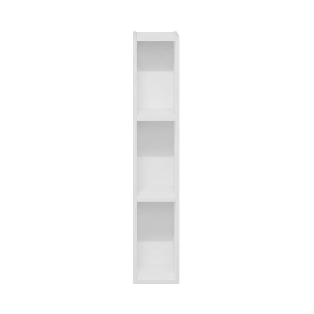 Back. FurniFact - Wooden white bookcase with simple design and durable build - White.