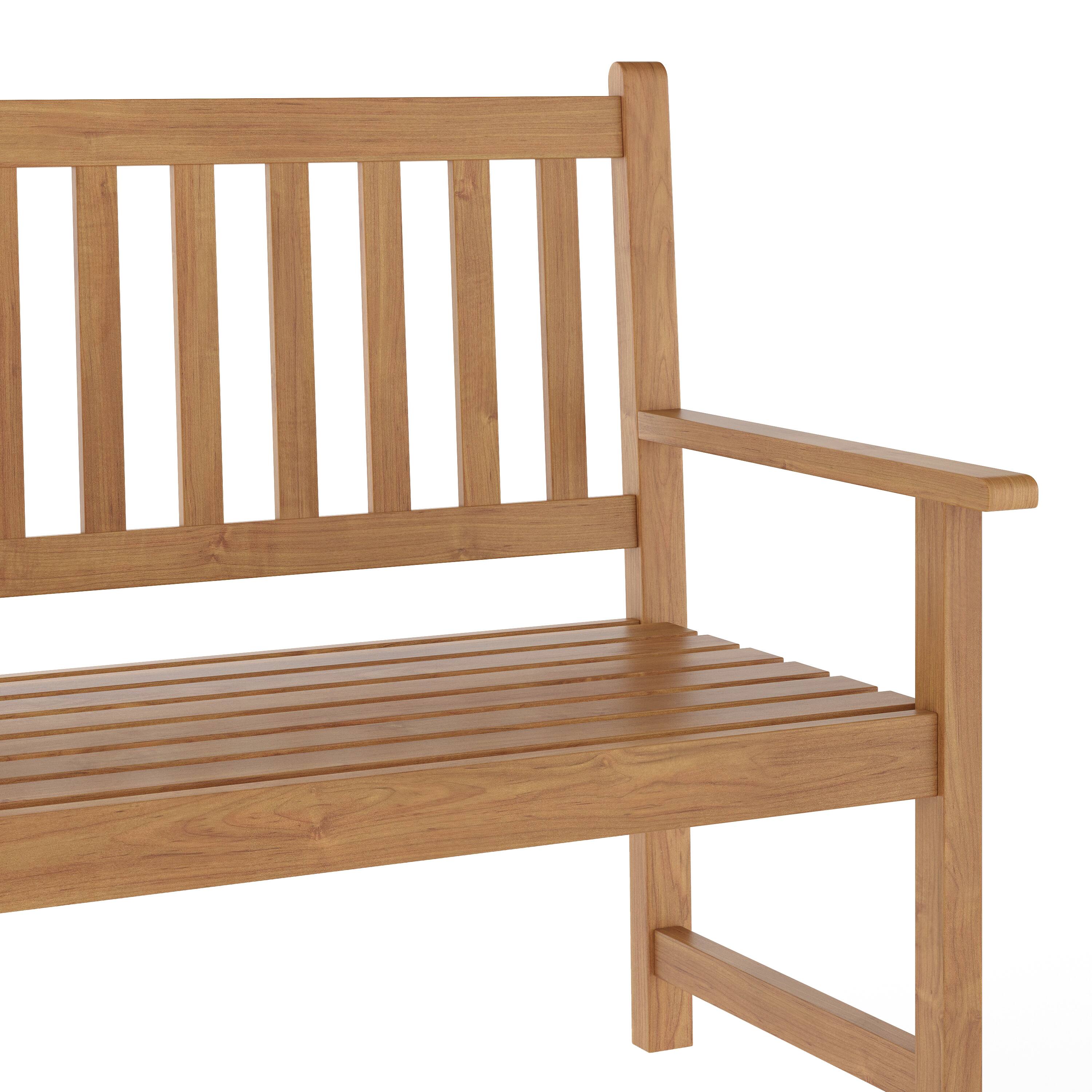 Alt View 8. Emma + Oliver - Acacia Wood Slatted Patio Bench Loveseat for 2 for Indoor/Outdoor Use - Brown.