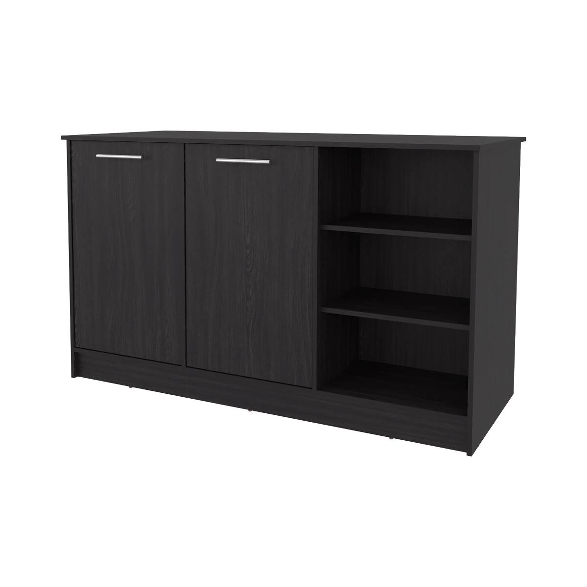 Left. Loheer - Loheer Wengue Kitchen Island Large Rectangular Kitchen Island with 2 Doors and 6 Shelves - Wenge.