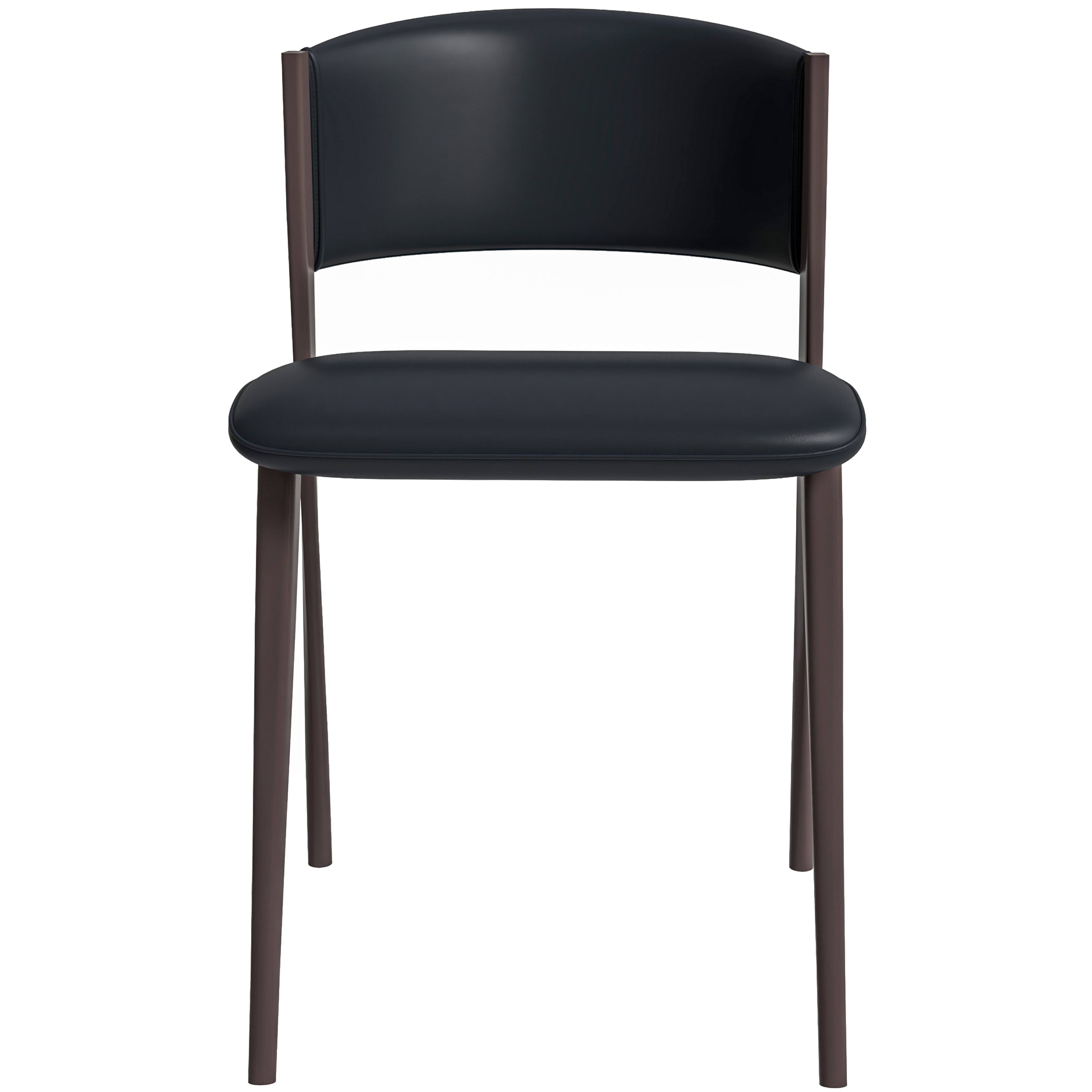 Alt View 4. LeisureMod - Aspen Modern Curved Back Waterproof PU Leather Dining Chair with Black Iron Legs - Black.