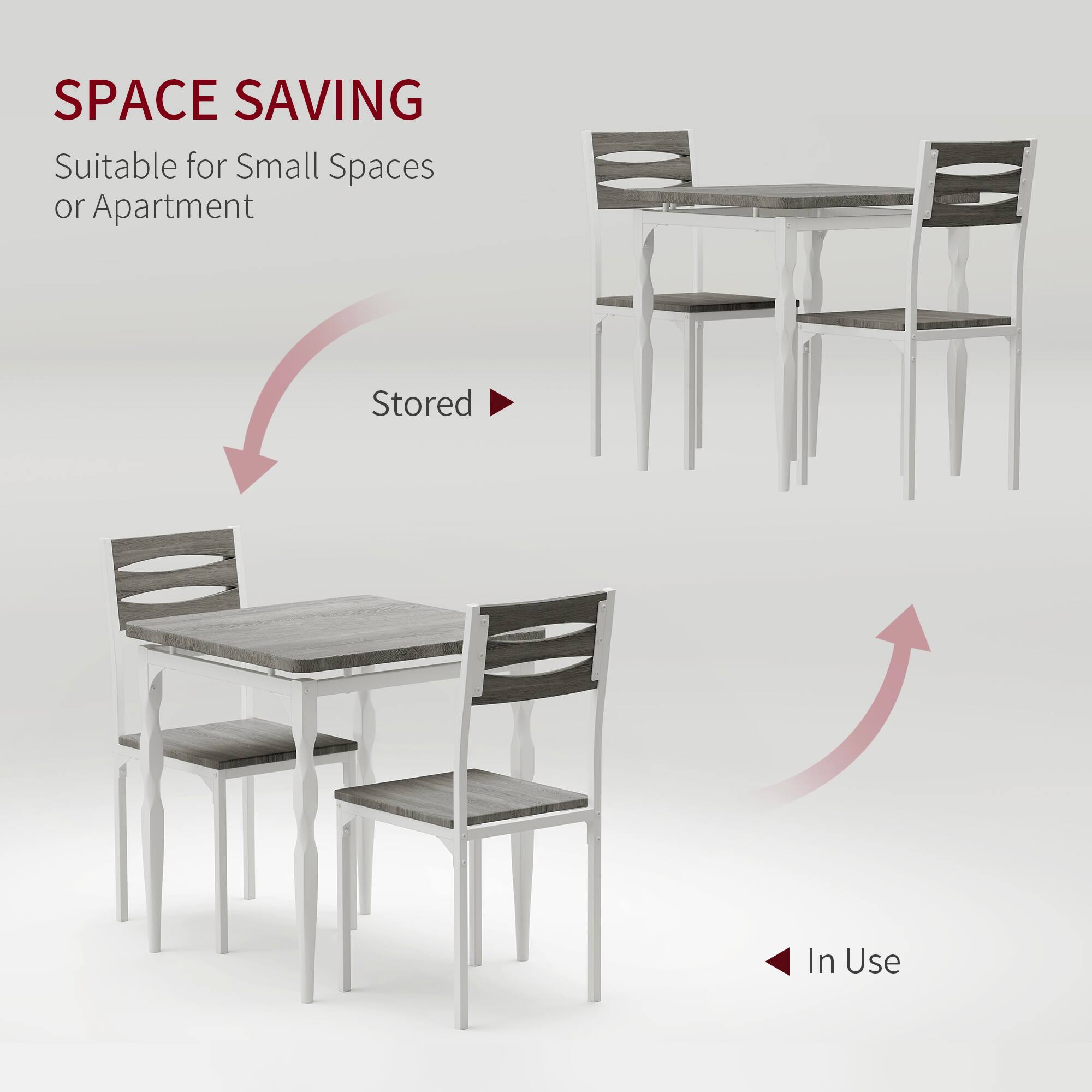 SPACE SAVING  
Suitable for Small Spaces or Apartment  

Stored  
In Use