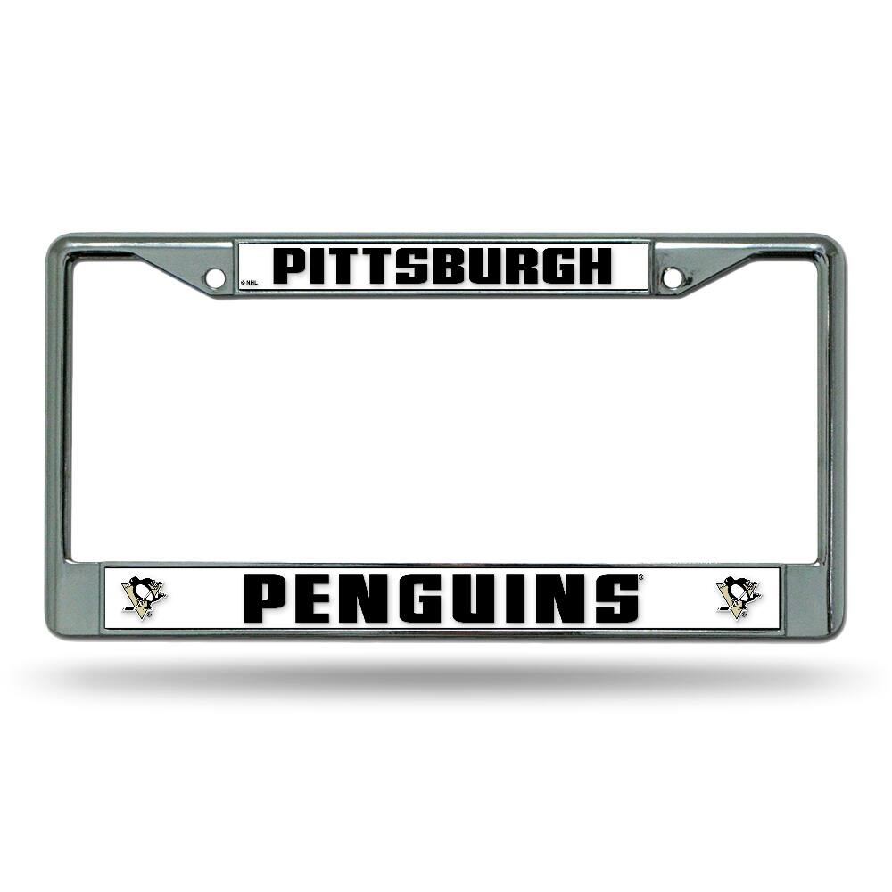 Pittsburgh Penguins - 12" x 6" Standard Size - Chrome Metal License Plate Frame