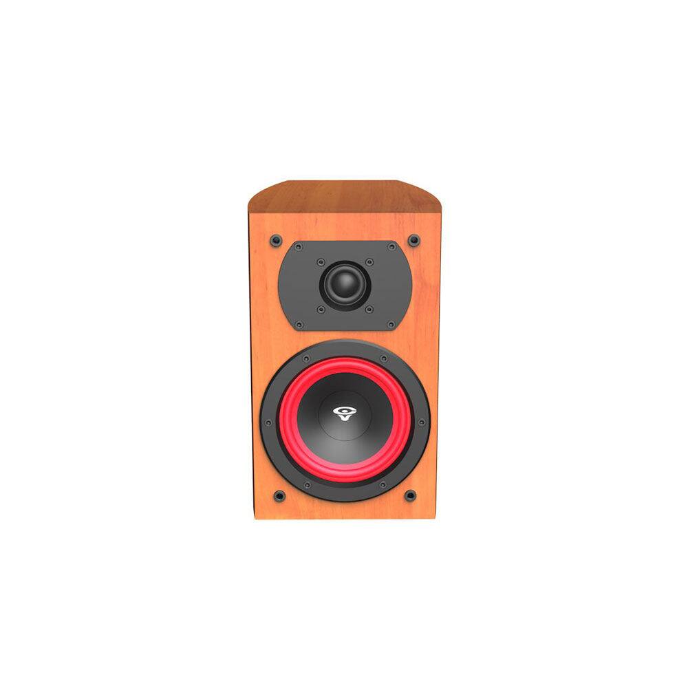 Left. Cerwin Vega - Cerwin Vega LA14C 4” 2-WAY BOOKSHELF COGNAC PAIR SPEAKERS - Cognac.