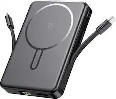 Front. Core Tech - Magnetic Portable Charger 10000mAh, 22.5W Fast Charging Power Bank with Built-In Cable – MagSafe-Compatible for iPhone 1.