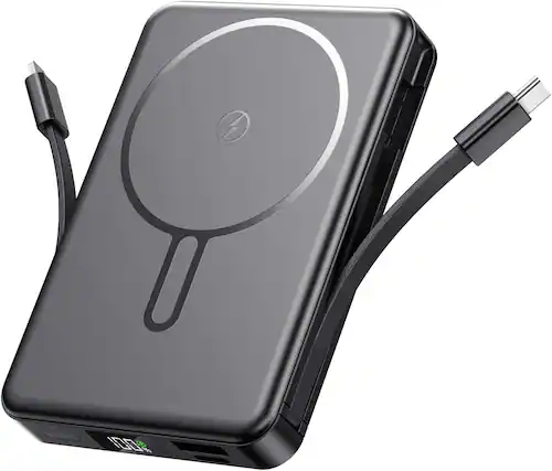 Front. Core Tech - Magnetic Portable Charger 10000mAh, 22.5W Fast Charging Power Bank with Built-In Cable – MagSafe-Compatible for iPhone 1.