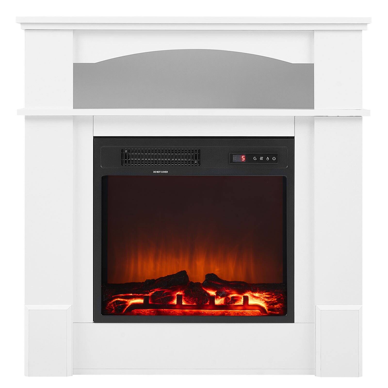 Alt View 8. Glintex - 33 Inch Freestanding Electric Fireplace Heater with Mantel, 1500W 5120BTU, Adjustable Flame, Timer, Remote Control - White.