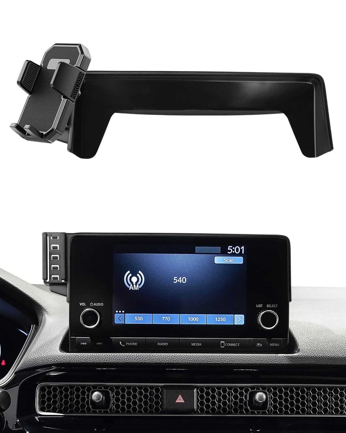 5:01  
Scan  
AM 540  
VOL AUDIO  
LIST SELECT  
530 770 1000 1250  
PHONE RADIO MEDIA CONNECT MENU