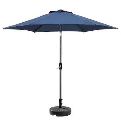 Front. Ainfox - Ainfox 9ft Patio Umbrella With Round umbrella base - Coffee.