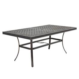 Mondawe - Patio Rectangle Cast Aluminum Dining Table with Umbrella Hole - Black