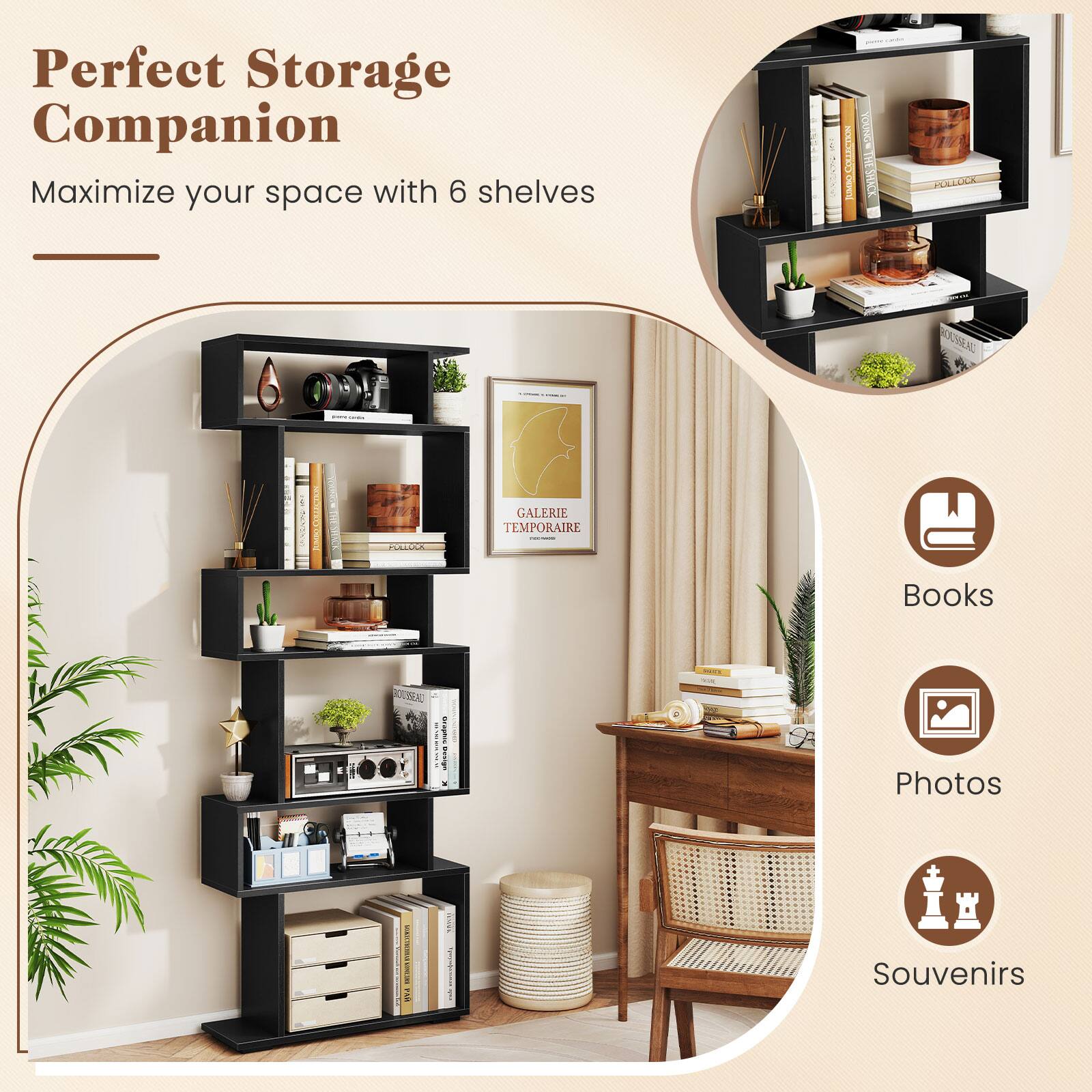 Perfect Storage Companion
Maximize your space with 6 shelves

Books
Photos
Souvenirs
