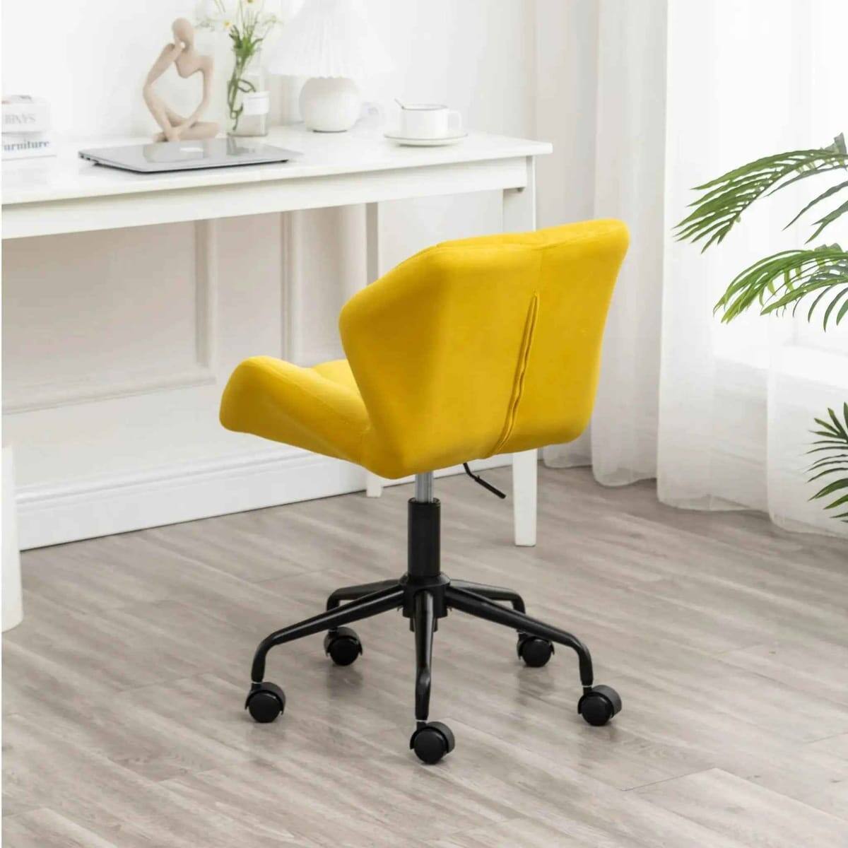 Alt View 2. Eldon - Diamond Tufted Adjustable Swivel Office Chair Velvet Luxe For - Yellow.