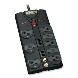 Tripp Lite - TLP810NET Protect It! 10 ft. Cord 8 AC Outlets 3,240 J Surge Protector - Black