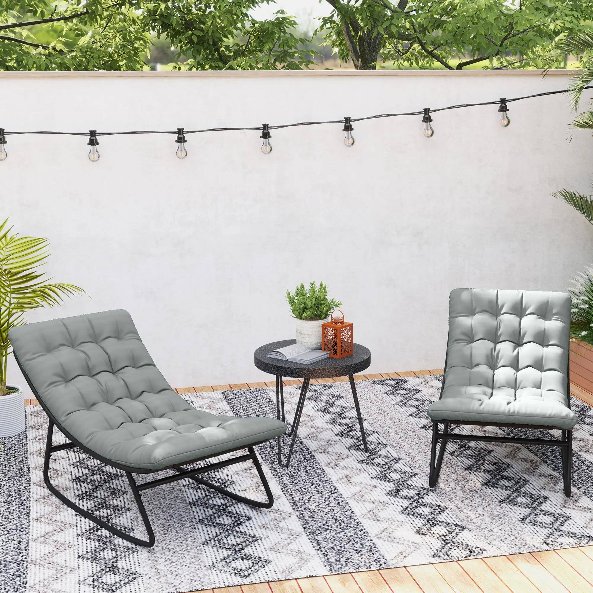 Alt View 1. Resenkos - Resenkos 2-Piece Mesh Rocking Chairs, Comfortable Outdoor Porch Seating, Ideal for Balcony Living,Dark Gray - Dark Gray.