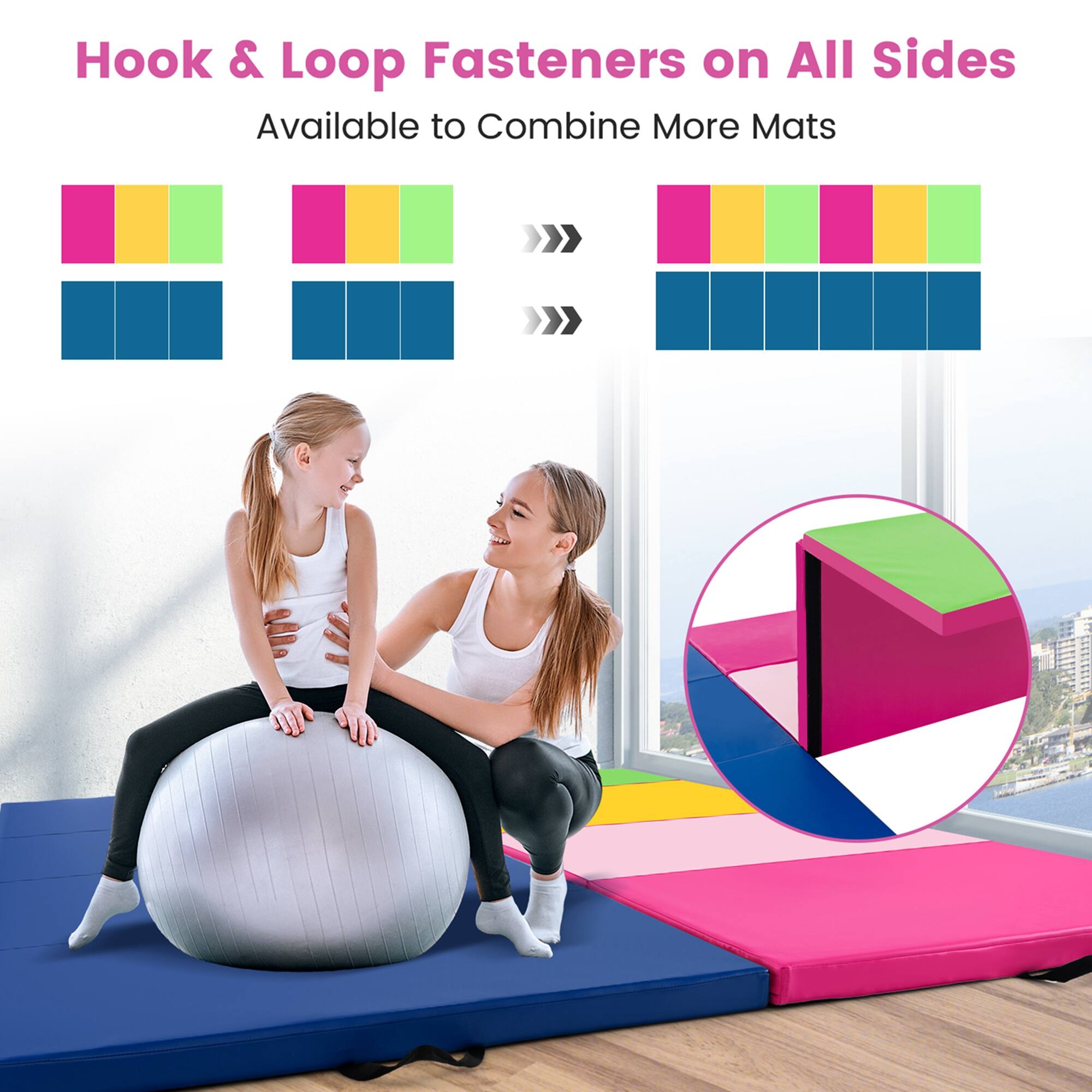 Hook & Loop Fasteners on All Sides  
Available to Combine More Mats