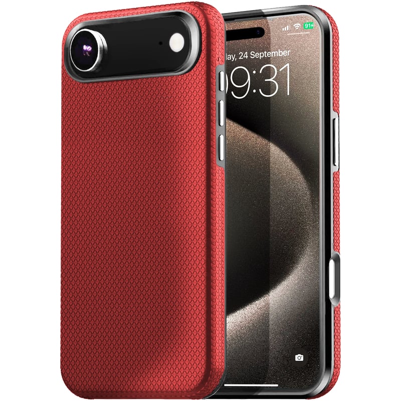 Entronix - Rugged Case for iPhone 17 Air - Shockproof and Anti-Slip Design - Red