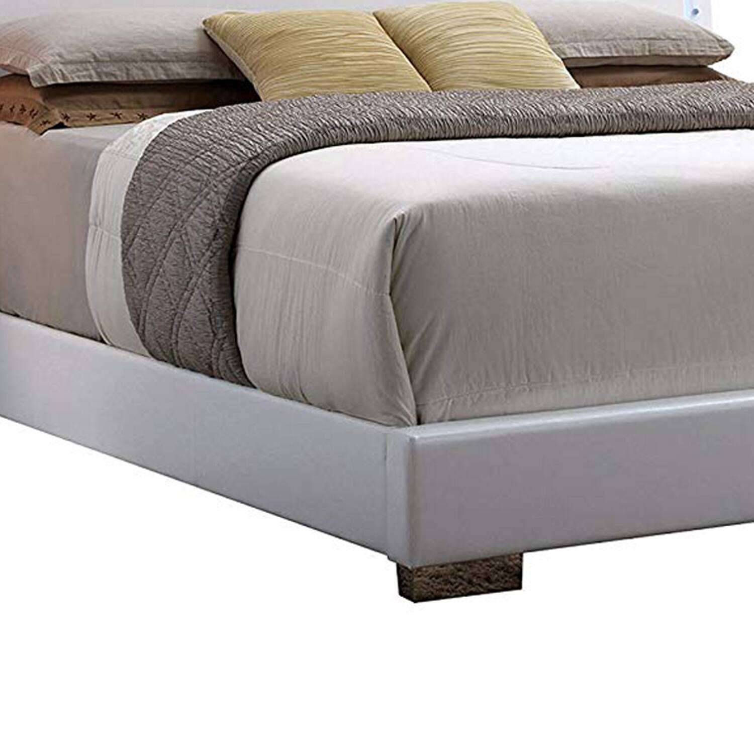 Alt View 2. Manhattan Lane - Contemporary Style Queen Size Wooden Panel Bed with Headboard, White - White.