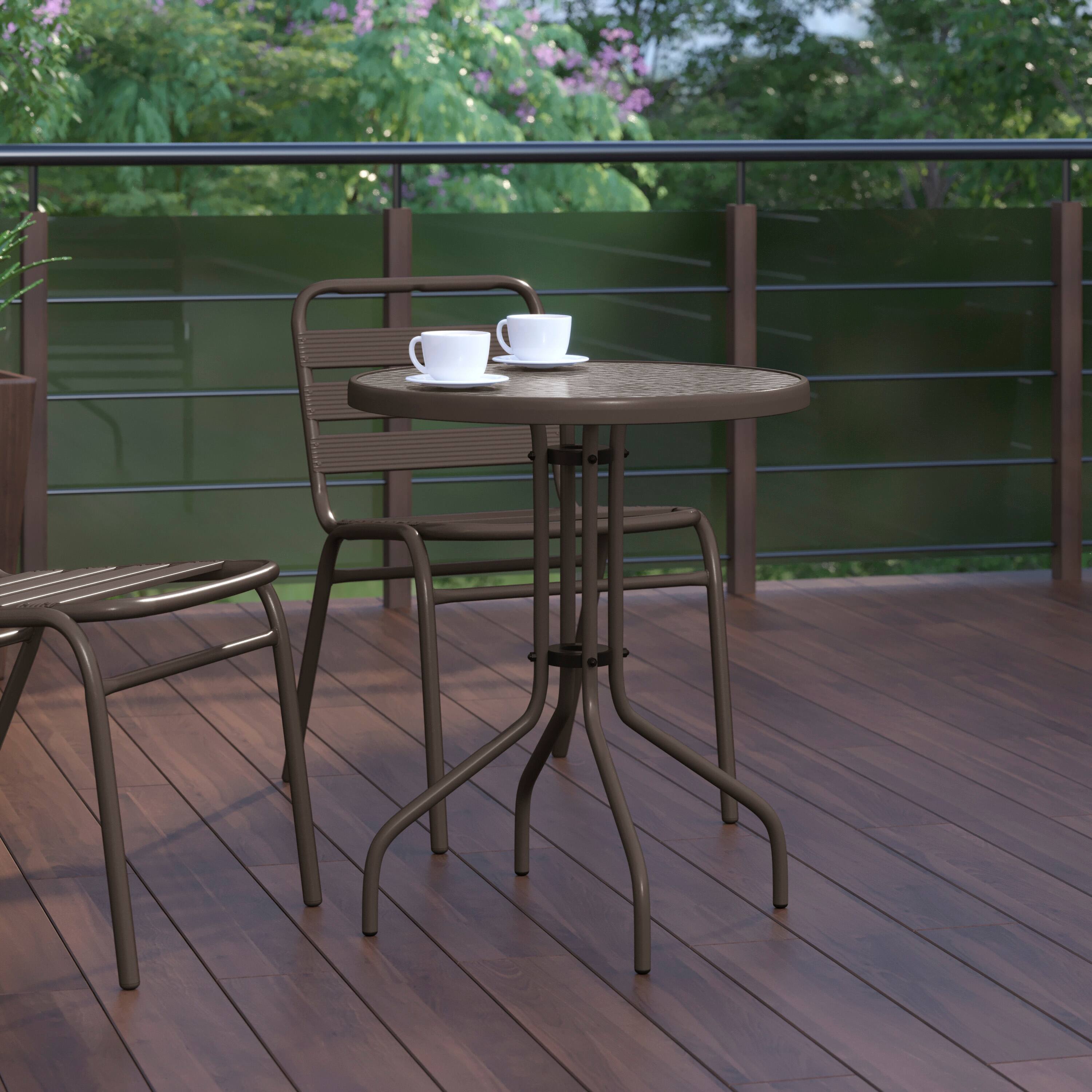 Alt View 3. Flash Furniture - Bellamy 23.75'' Bronze Round Tempered Glass Metal Table - Brown.