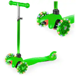 Best Choice Products - Kids Mini Kick Scooter Toy w/ Light-Up Wheels and Height Adjustable T-Bar - Green
