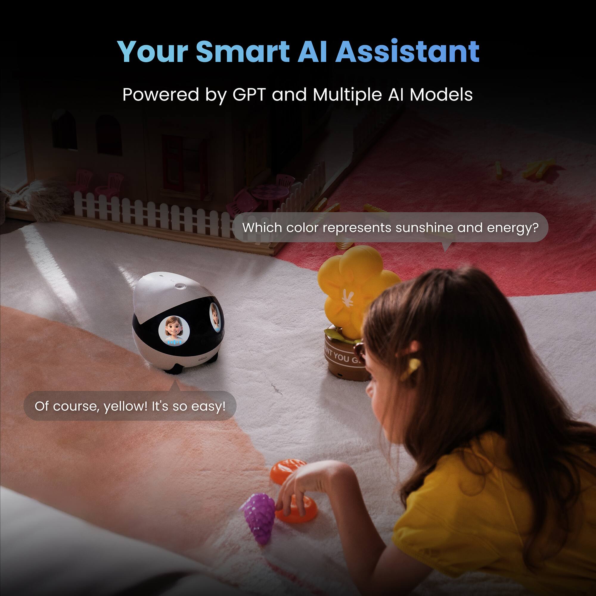 Your Smart AI Assistant  
Powered by GPT and Multiple AI Models  

Which color represents sunshine and energy?  

Of course, yellow! It's so easy!