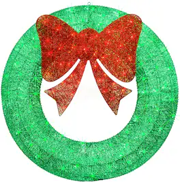 Wikistore - 48Inch 4FT Large LED Christmas Wreath with 140 Lights Outdoor Indoor Decor - Green