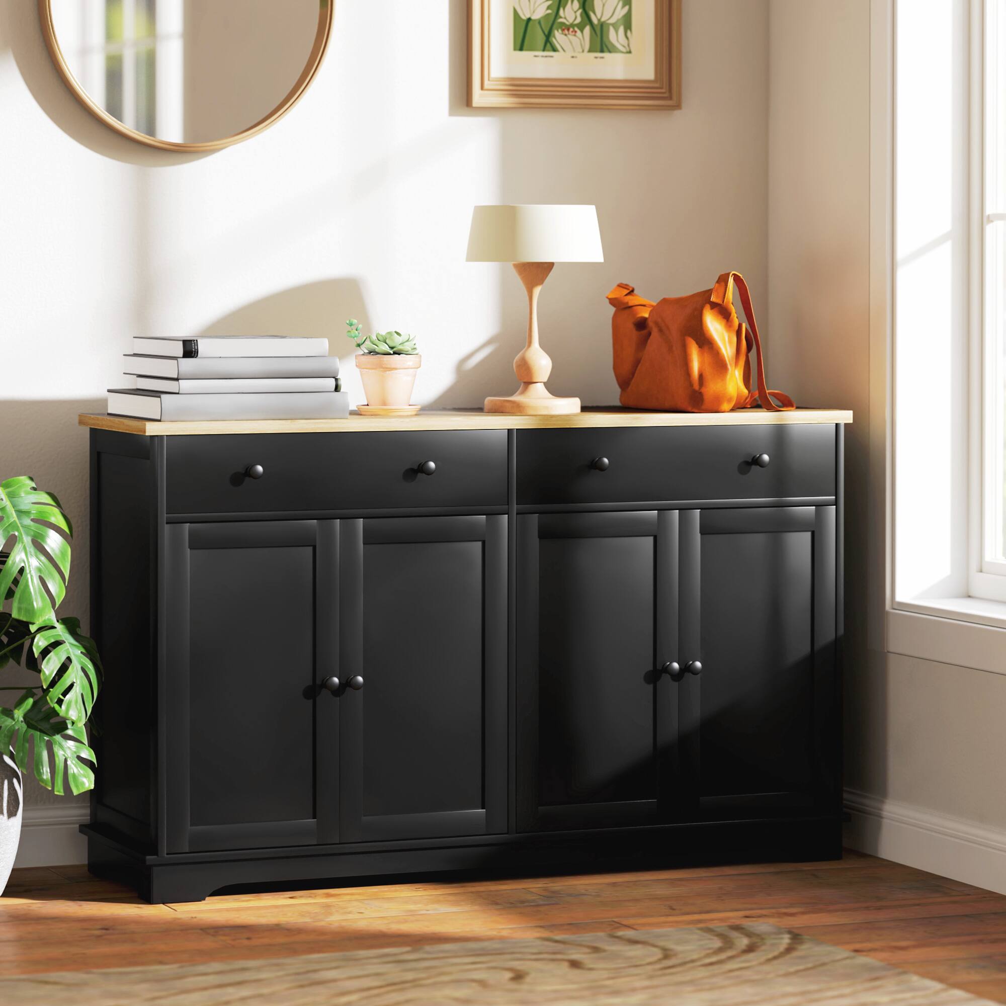 Alt View 1. Homcom - Sideboard, Buffet Cabinet with Storage Drawers, Adjustable Shelves for Living Room, Dining Room - Black.