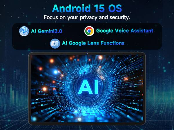 Android 15 OS Focus on your privacy and security. AI Gemini2.0 Google Voice Assistant AI Google Lens Functions