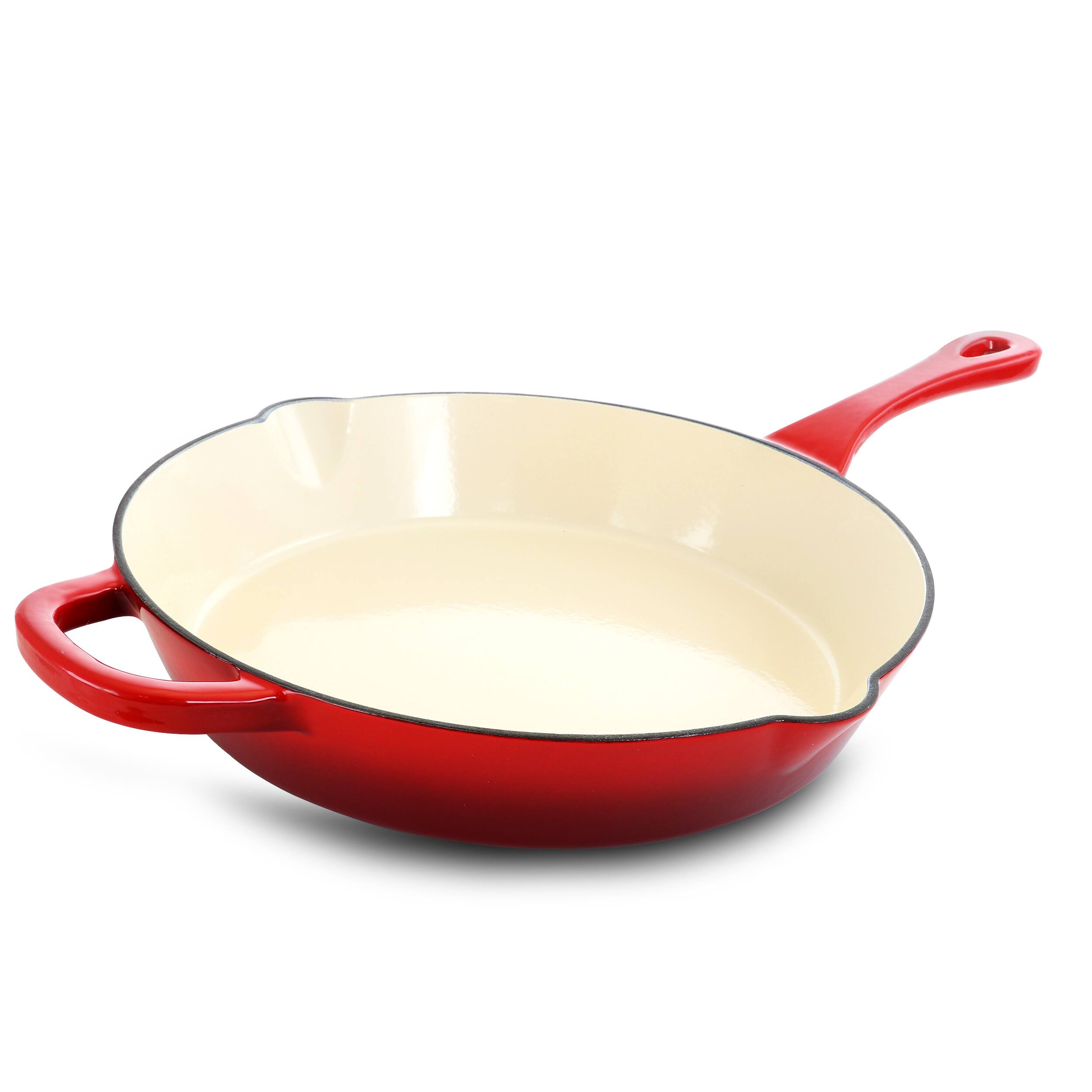 Front. Crock-Pot - Crock-Pot Artisan 12 Inch Enameled Cast Iron Skillet in Scarlet Red - Red.