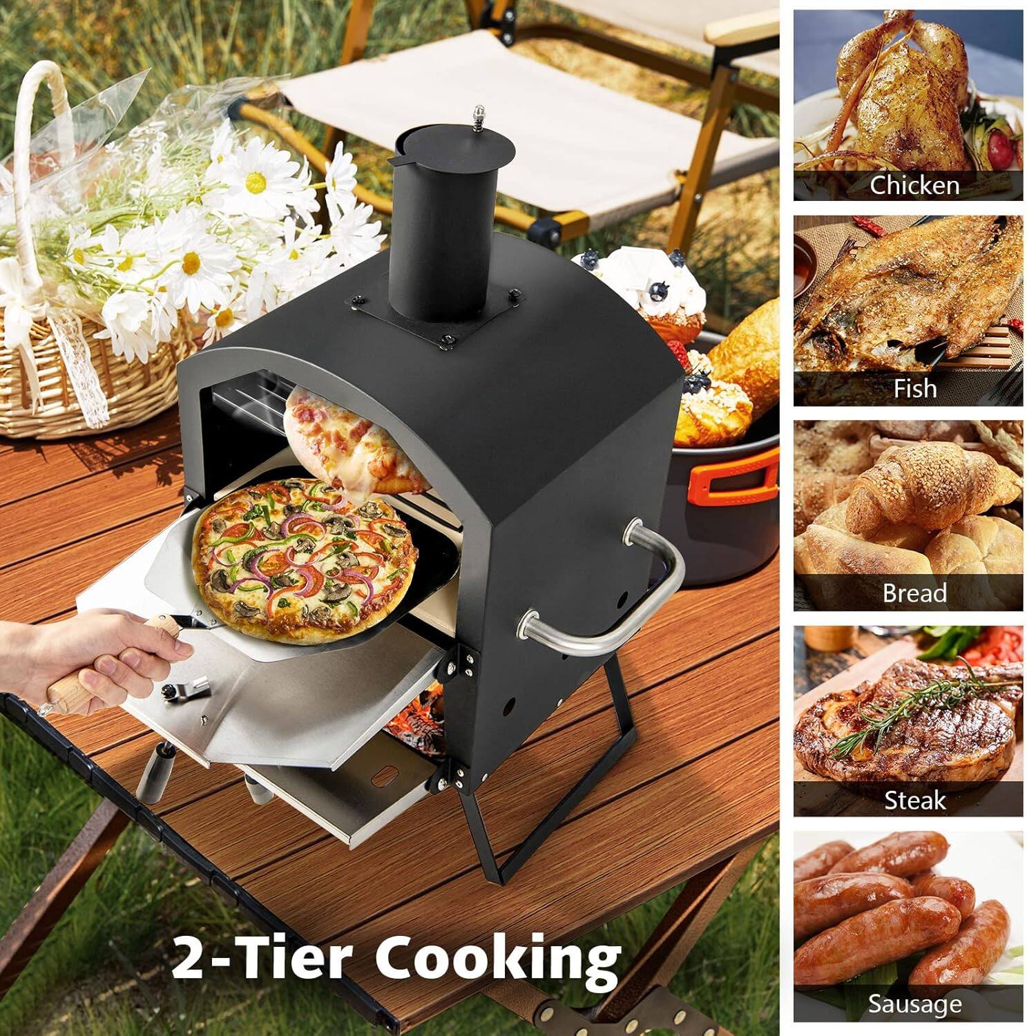 Chicken  
Fish  
Bread  
Steak  
Sausage  

2-Tier Cooking