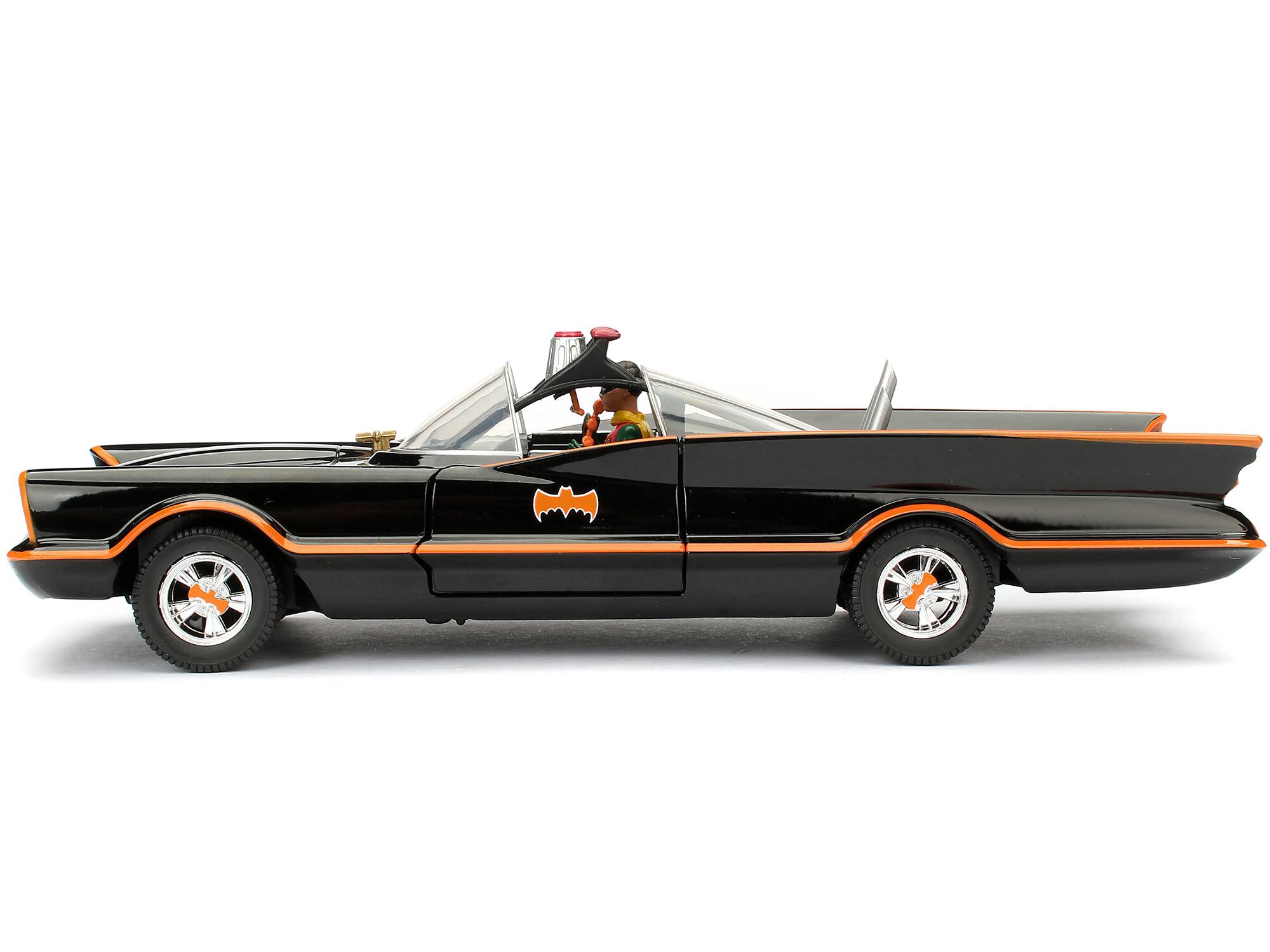 Angle. Jada - Model Kit Classic Batmobile Black with Batman Diecast Figure "Batman" (1966-1968) TV Series "Build N' Collect" 1/24 - Black.