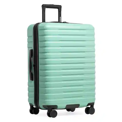 Front. Vulpecula Spade - Boren Expandable Hardside Rugged Travel Luggage with 8 Spinner Wheels, Mint, Checked-Medium 26-Inch - Mint.