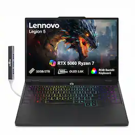 Lenovo - Upgraded - Legion 5 83M00002US Laptop, Ryzen 7 260, 32GB, 2TB SSD, 15.1 (2560x1600), RTX 5060, Win 11 Pro - Eclipse Black