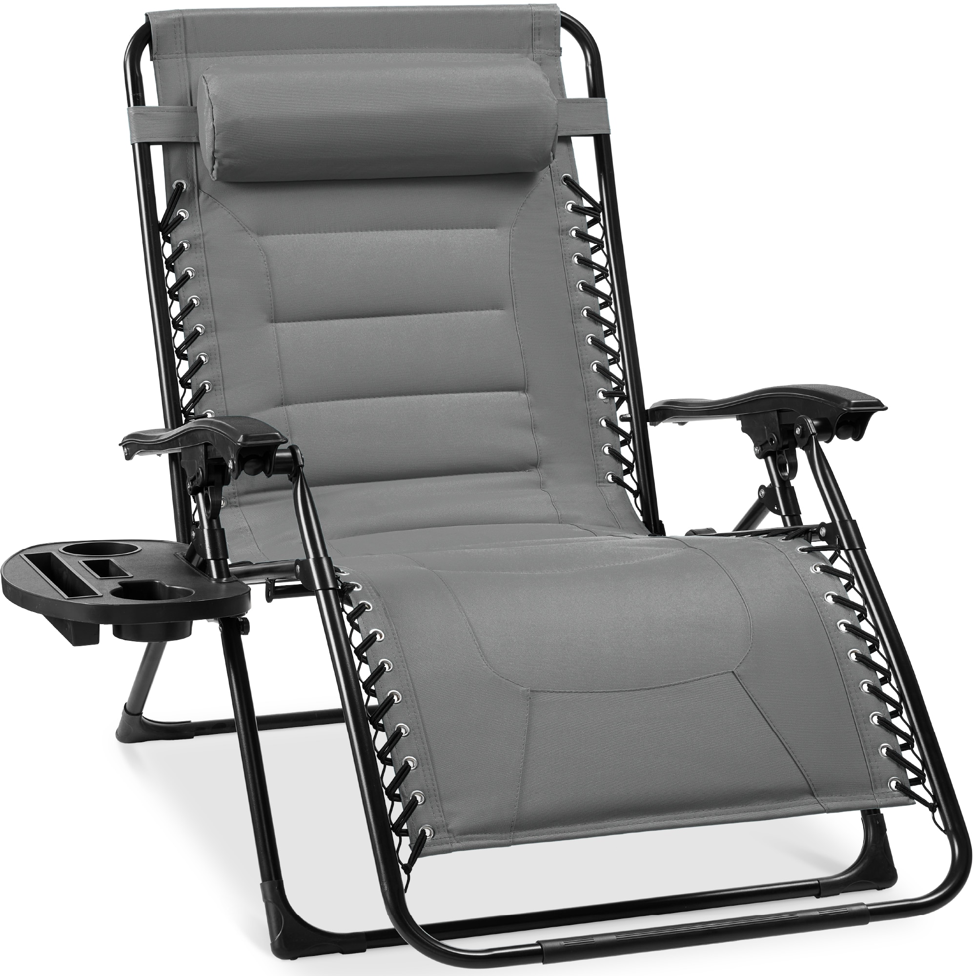 Front. Best Choice Products - Best Choice Products Oversized Padded Zero Gravity Chair, Folding Outdoor Patio Recliner w/ Side Tray - Ice Gray - Ice Gray.