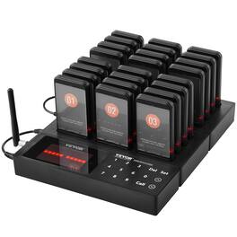 VEVOR - Restaurant Pager System, Wireless 400m Long Range Lineup Waiting Queue Signal, Guest Customer Calling Beepers - Black