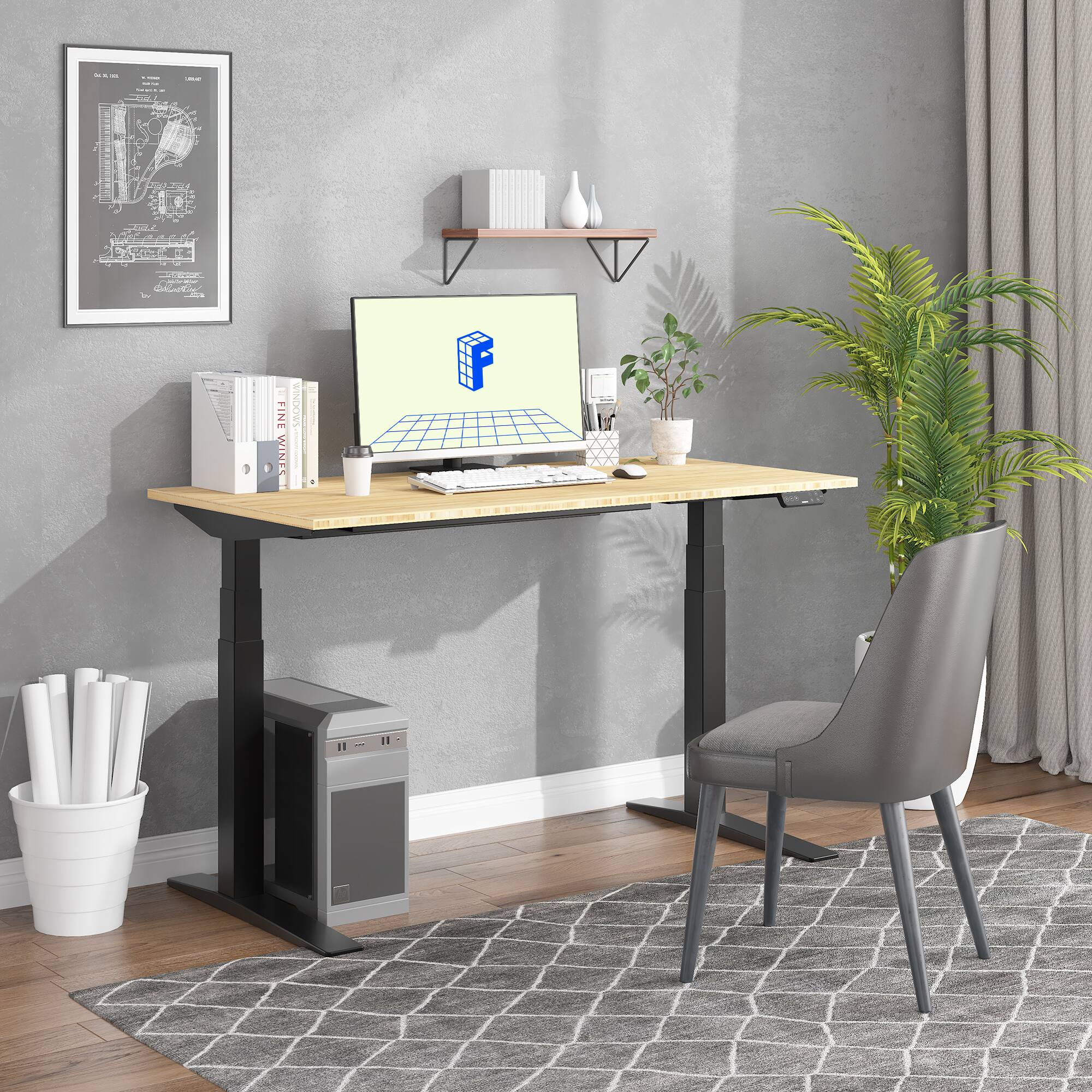 FlexiSpot E7Pro 55''W Electric Adjustable Standing Desk, /Black