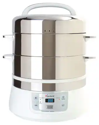 Angle. Euro Cuisine - 17-Quart Electric Food Steamer - Stainless-Steel.