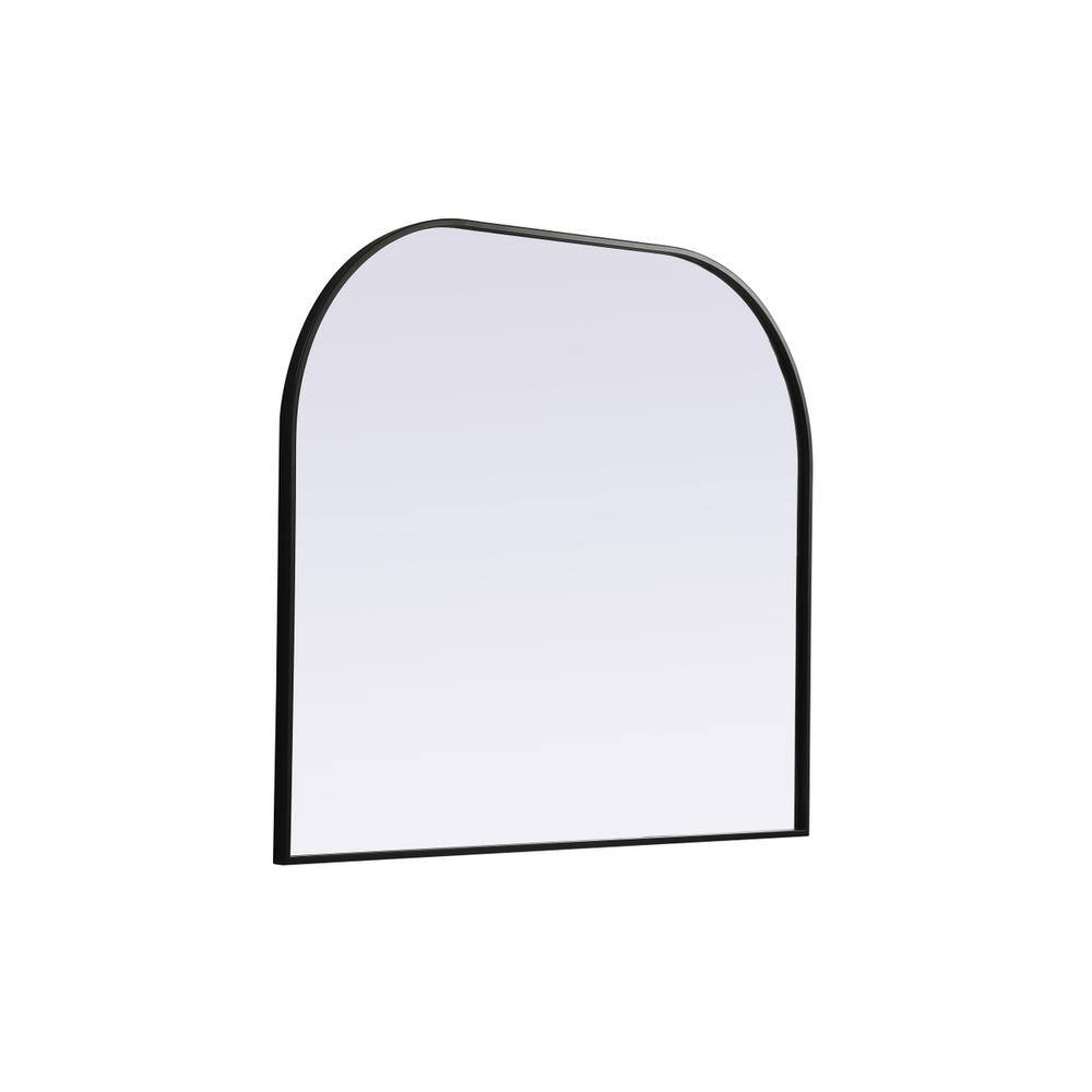 Left. Elegant Decor - Metal Frame Arch Mirror 40x34 Inch in Black - Black.
