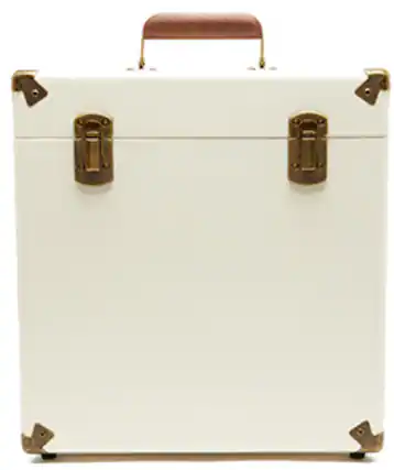 Front. PopMarket - GPO Retro SWB18CT 12" Vinyl Record Case 35 Cnt Capacity Removable Lid - Cream / Tan - VINYL ACCESSORIES - White.