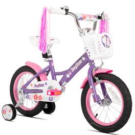 JOYSTAR - Little Violet 16" Kids Bike with Training Wheels & Basket, Children's Bicycle for Girls Ages 4-7 - Purple