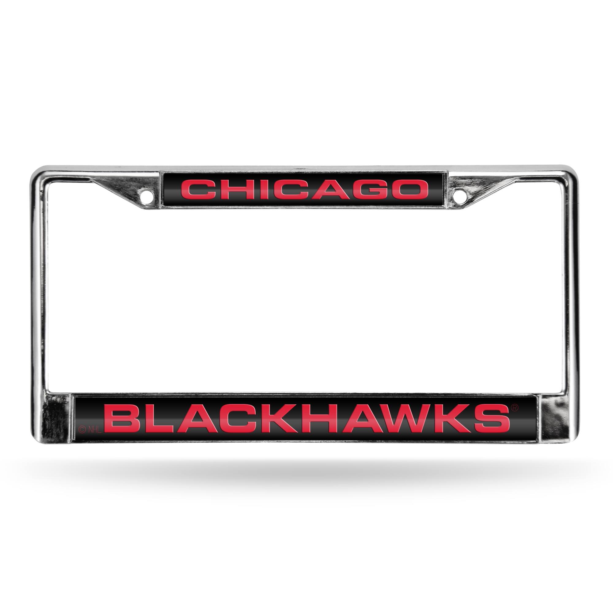 Rico Industries - Chicago Blackhawks NHL Chrome Metal Laser Cut License Plate Frame - Multi
