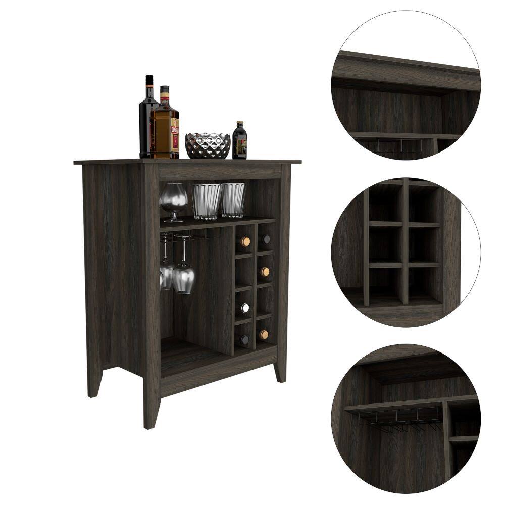 Left. TinyHomie - Essential Bar Cabinet One Open Shelf Six Built-in Wine Rack One Drawer -Espresso.