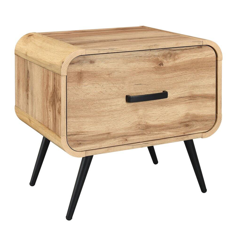 Front. New Classic Furniture - Rowan Wood 1-Drawer End Table in Natural/Beige - Natural.