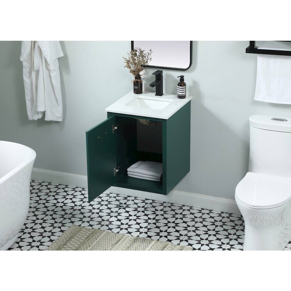 Alt View 9. Elegant Kitchen and Bath - 18 Inch Single Bathroom Vanity In Green - Green.