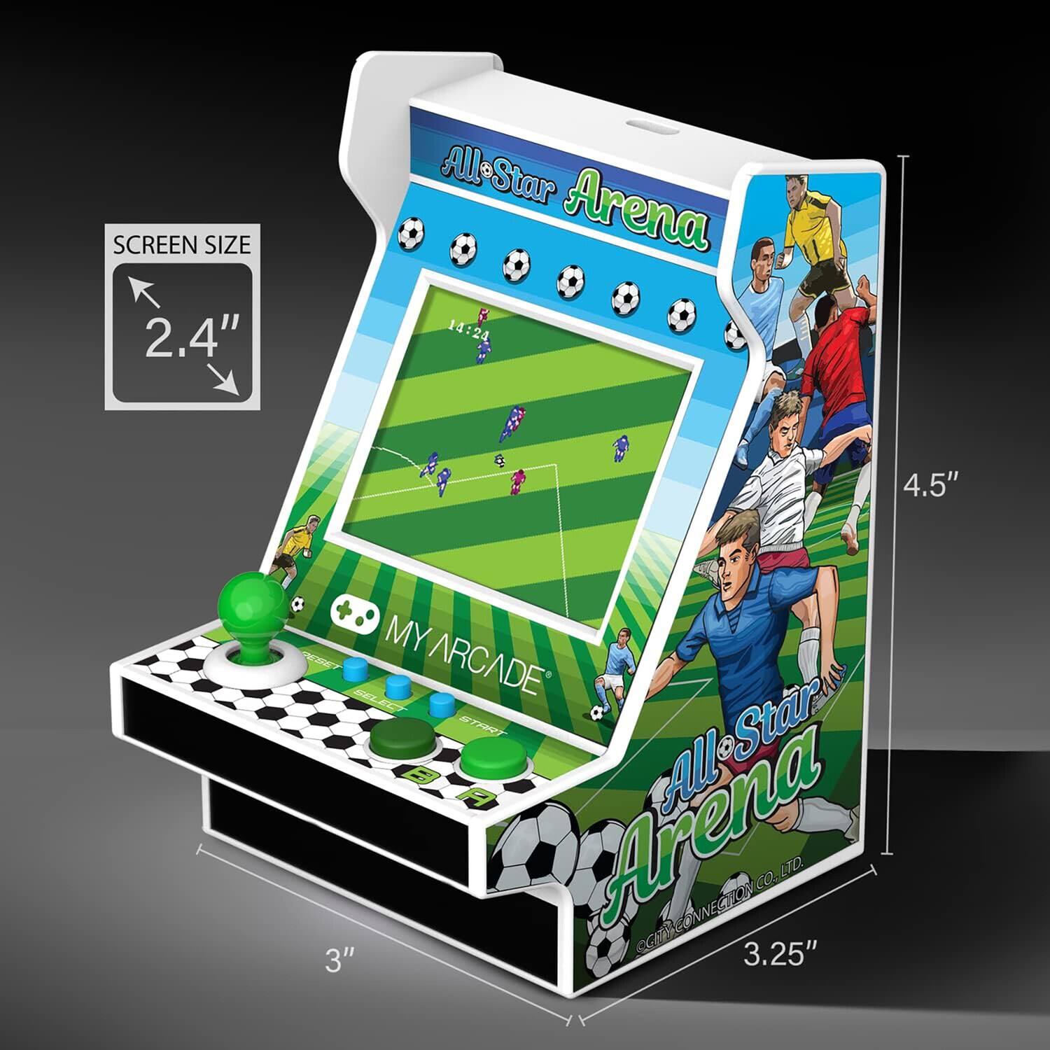 SCREEN SIZE 2.4"  
All-Star Arena  
4.5"  
MY ARCADE  
All-Star Arena  
3.25"  
3"