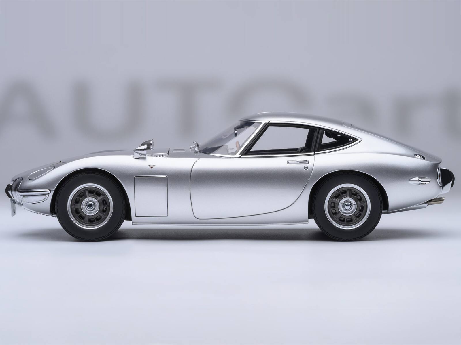 Alt View 6. Autoart - 1967 Toyota 2000GT RHD (Right Hand Drive) Silver Metallic 1/18 Model Car by Autoart.